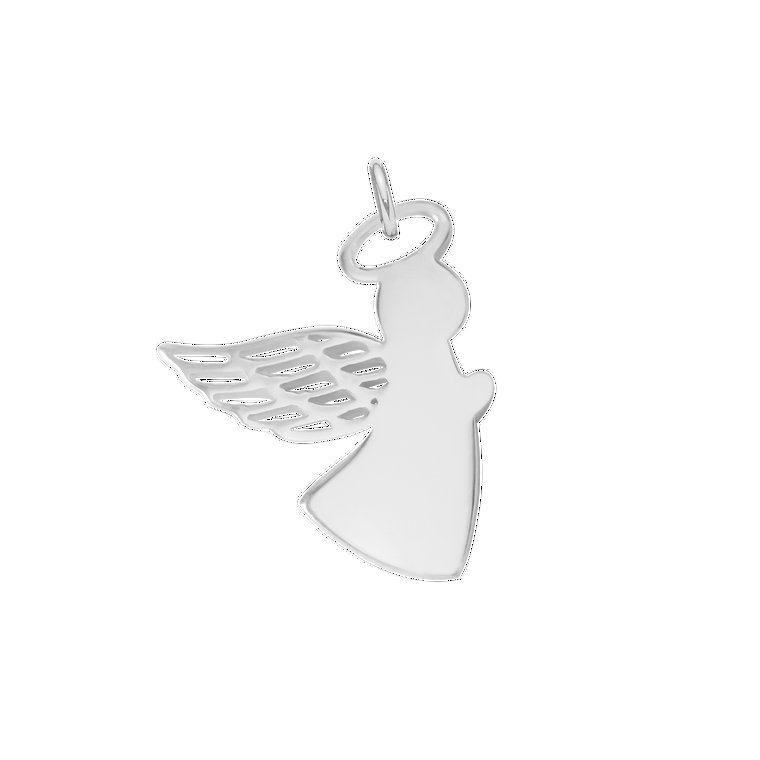 Zawieszka Aniołek z ażurowym skrzydłem 2 cm srebrny
