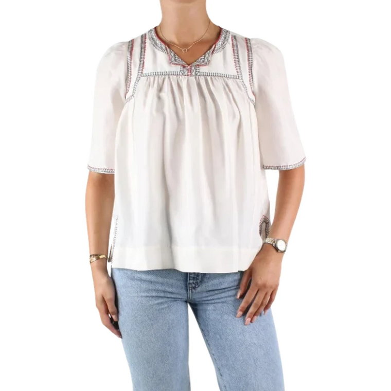 Biała haftowana jedwabna bluzka Isabel Marant Pre-owned