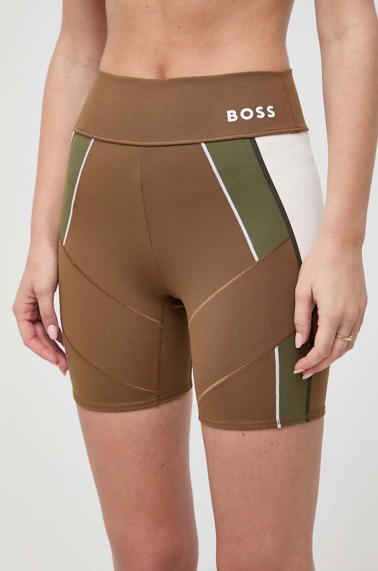 BOSS szorty x Alica Schmidt damskie kolor brązowy wzorzyste high waist