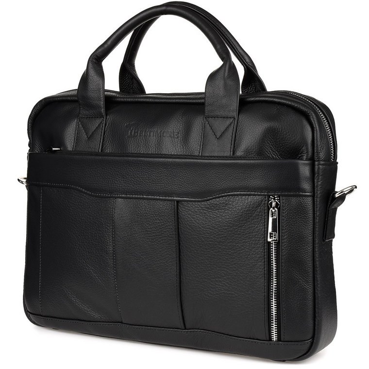 Skórzana torba na laptop duża męska pojemna premium Beltimore czarna czarny