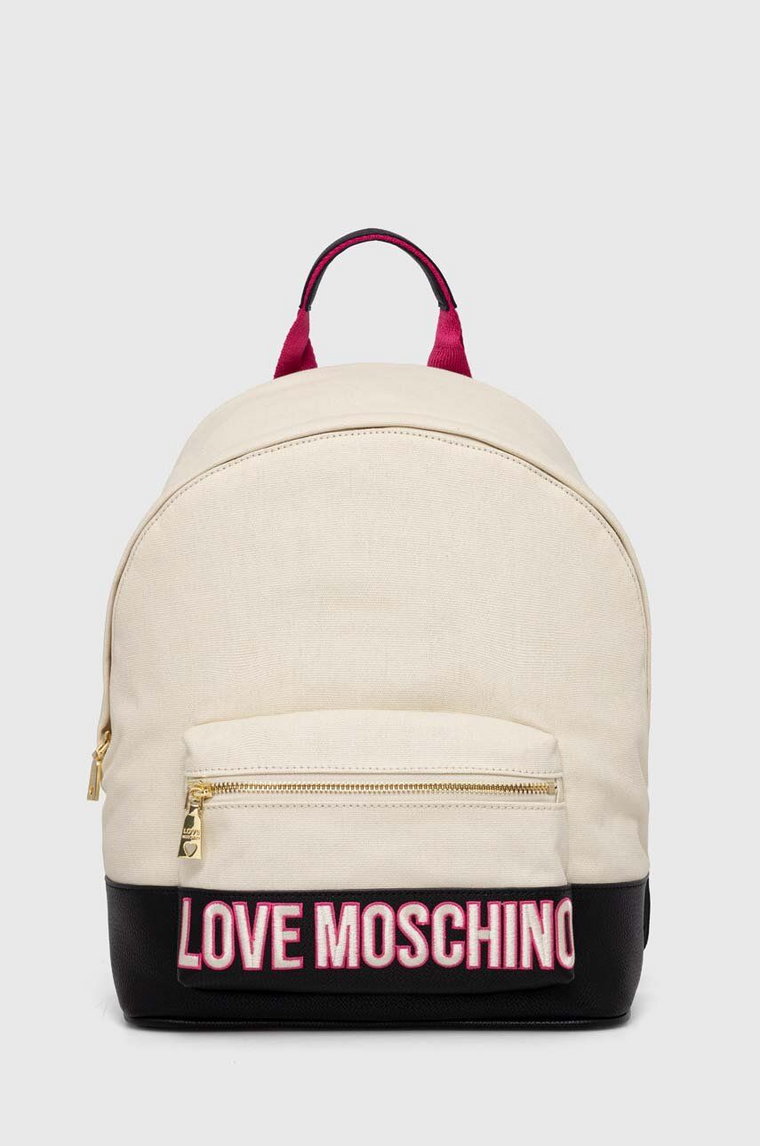 Love Moschino plecak damski kolor beżowy duży z aplikacją