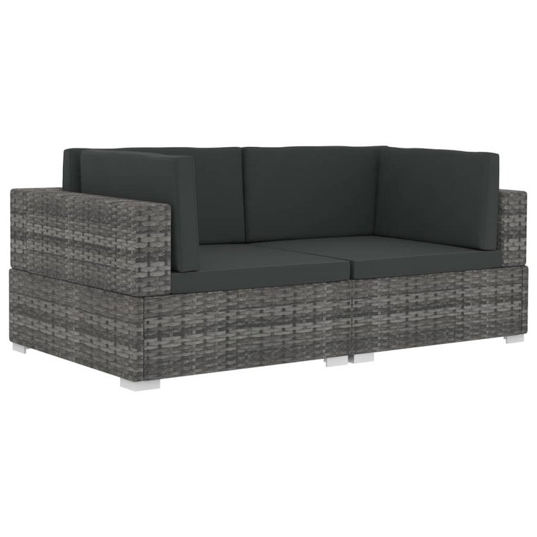 Sofa narożna rattanowa, szara/ciemnoszara, 70x70x5