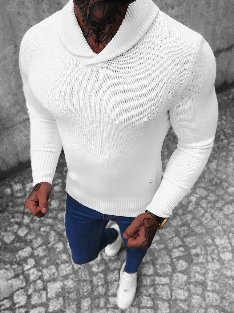 Sweter męski biały OZONEE NB/MM6018/1