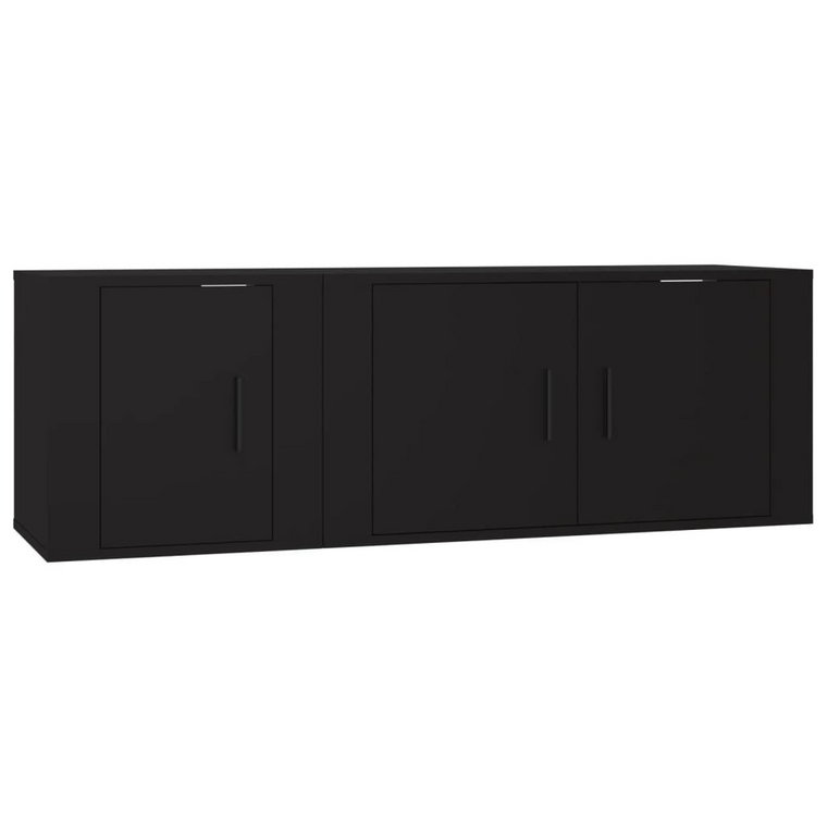 Klasyczny zestaw szafek TV, drewnopochodne, czarne
