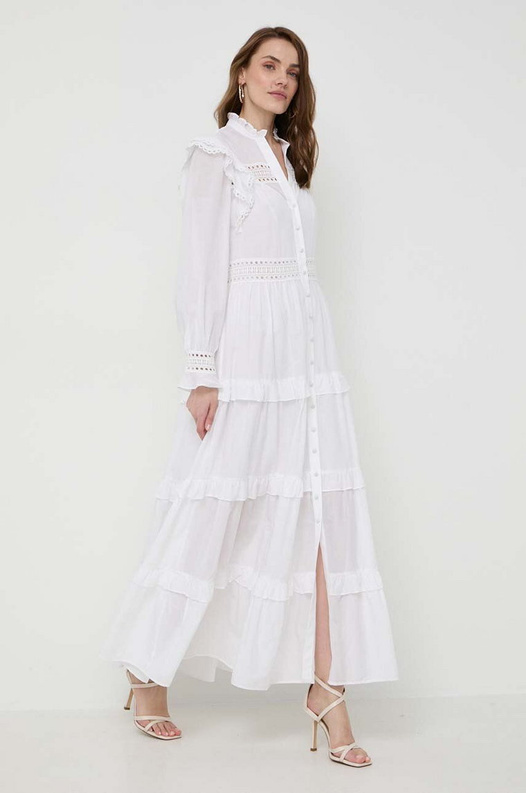 Ivy Oak sukienka kolor biały maxi rozkloszowana IO117619