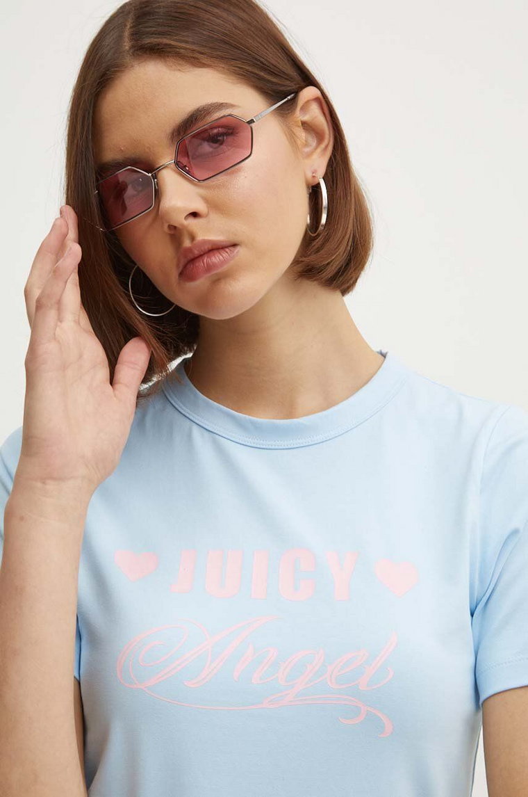Juicy Couture t-shirt JUICY ANGEL damski kolor niebieski JCGCT224021