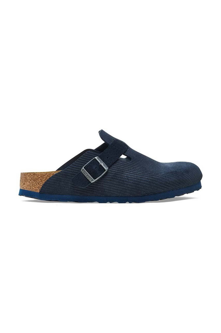 Birkenstock klapki zamszowe Boston Corduroy męskie kolor granatowy 1026108