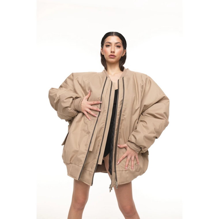 Letnia kurtka typu bomber oversize mocca Rest Factory