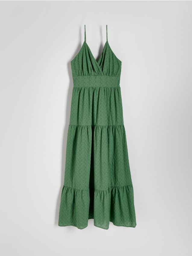 Reserved - Sukienka maxi z bawełny - zielony