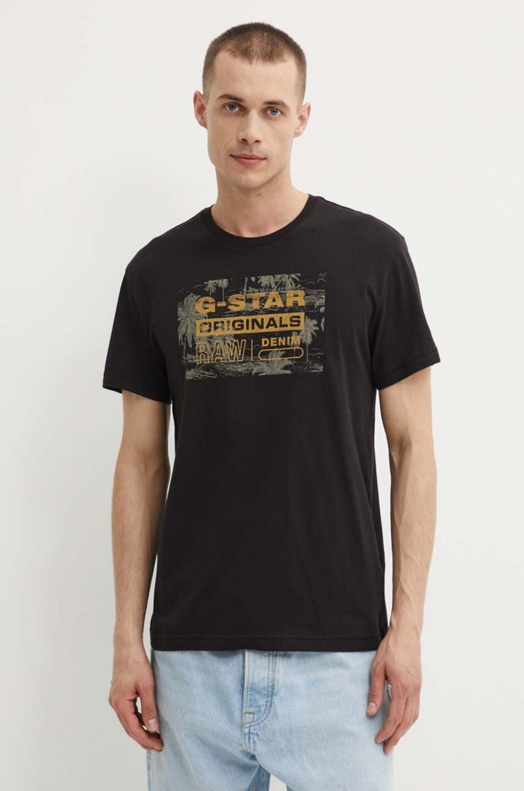 G-Star Raw t-shirt bawełniany męski kolor czarny z nadrukiem D24682-C506