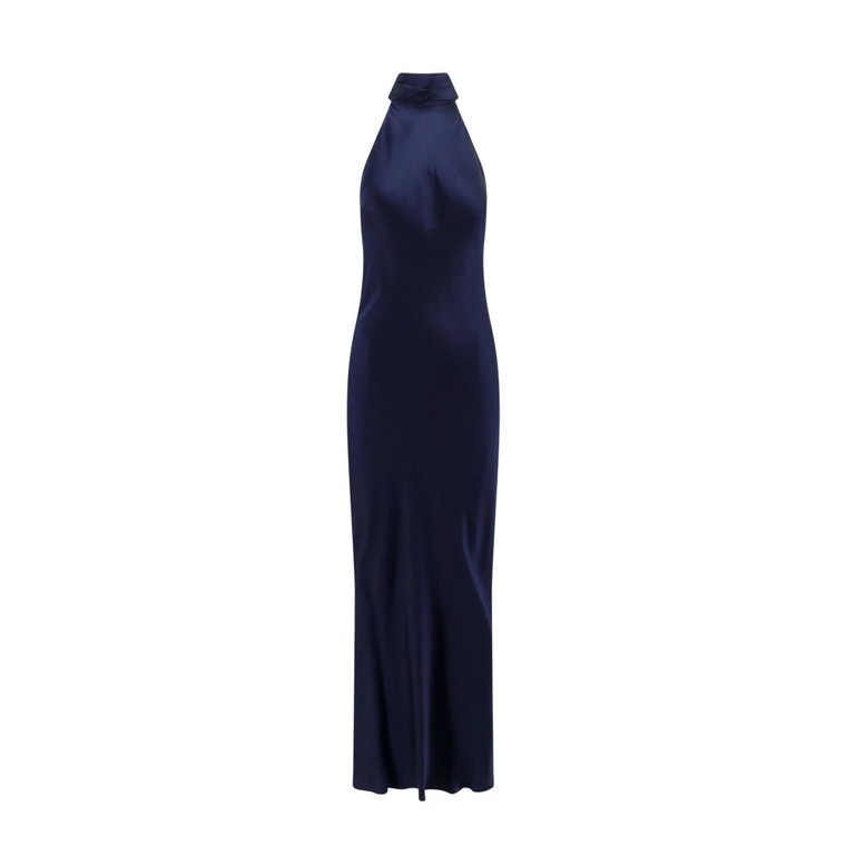 Niebieska Sukienka Bez Rękawów z Otwartym Tyłem Semicouture