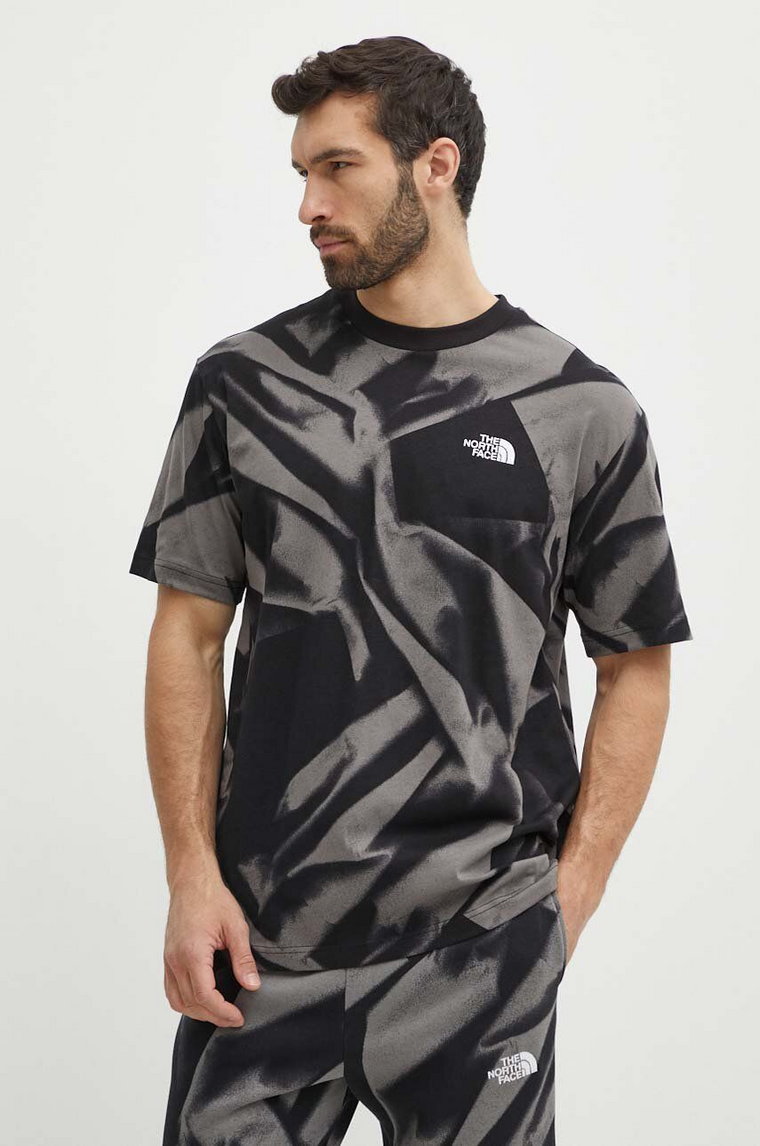 The North Face t-shirt bawełniany męski kolor szary wzorzysty NF0A881KSIF1