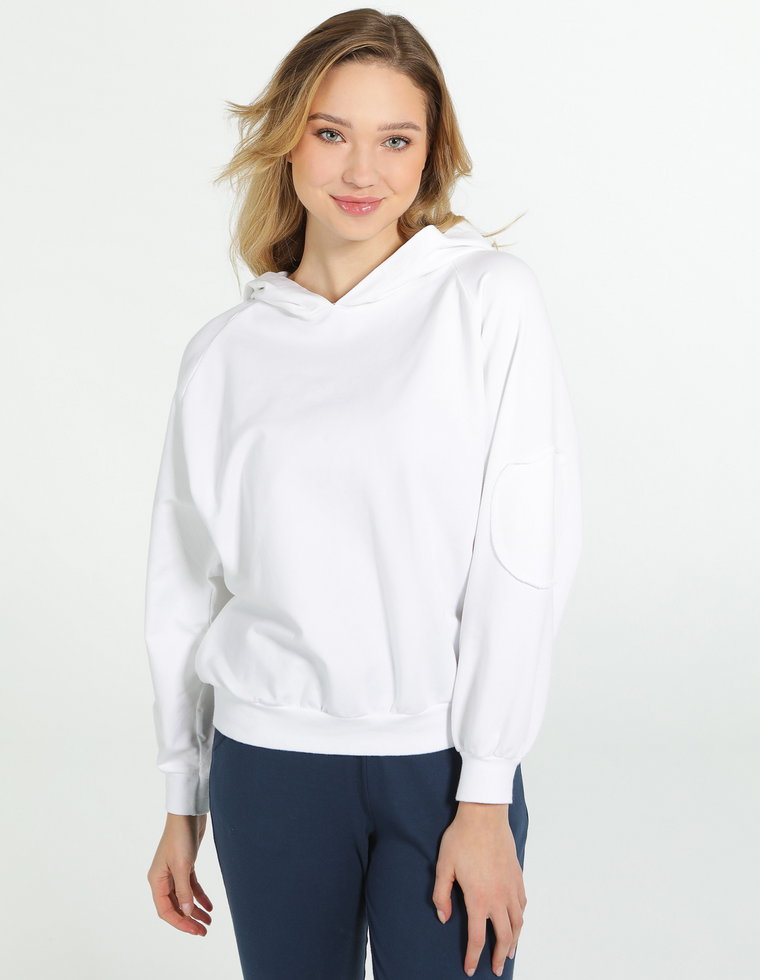 BLUZA Z KAPTUREM 104-61820 BIANCO