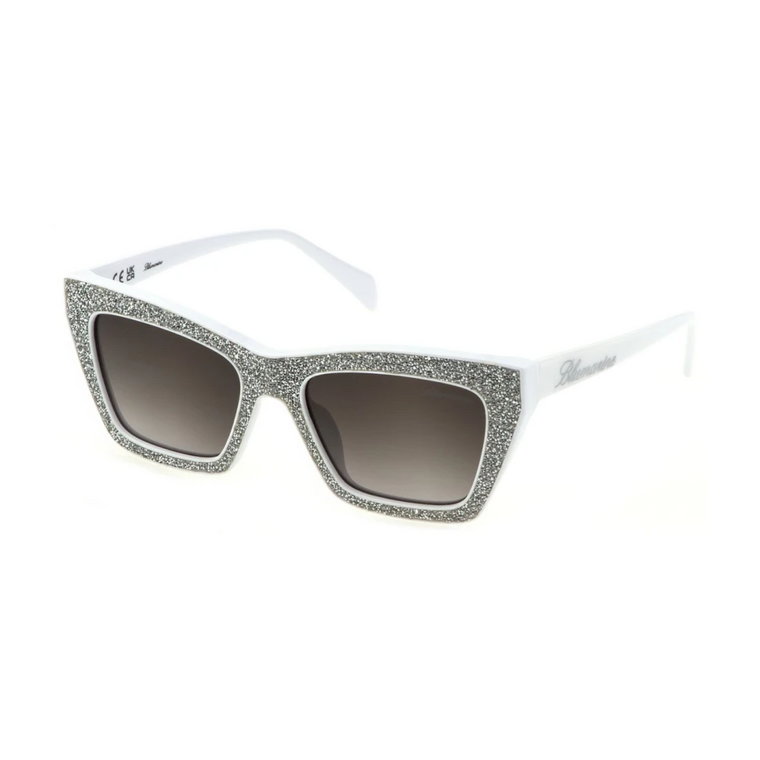 Okulary Przeciwsłoneczne Cat-Eye Białe z Szarymi Szkłami Blumarine