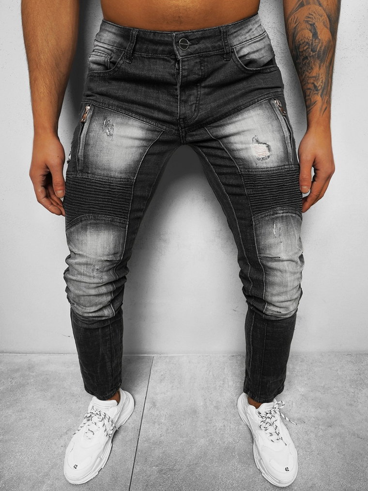 Spodnie jeansowe męskie czarne OZONEE NB/MP0046N