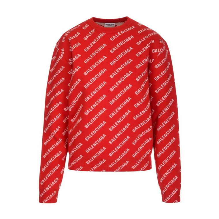 Czerwony Sweter z Okrągłym Dekoltem Balenciaga
