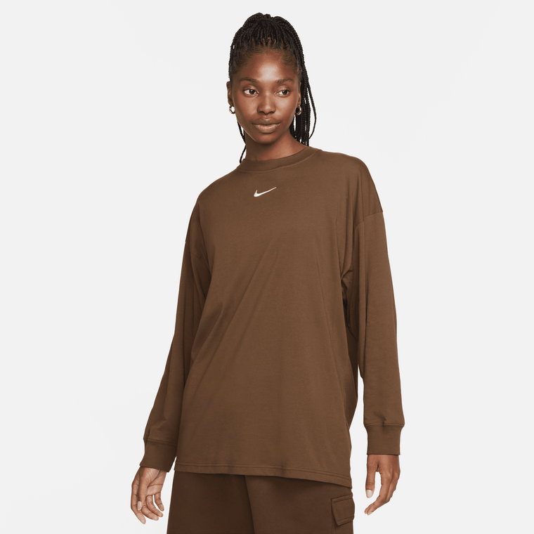 Damski T-shirt z długim rękawem Nike Sportswear - Brązowy