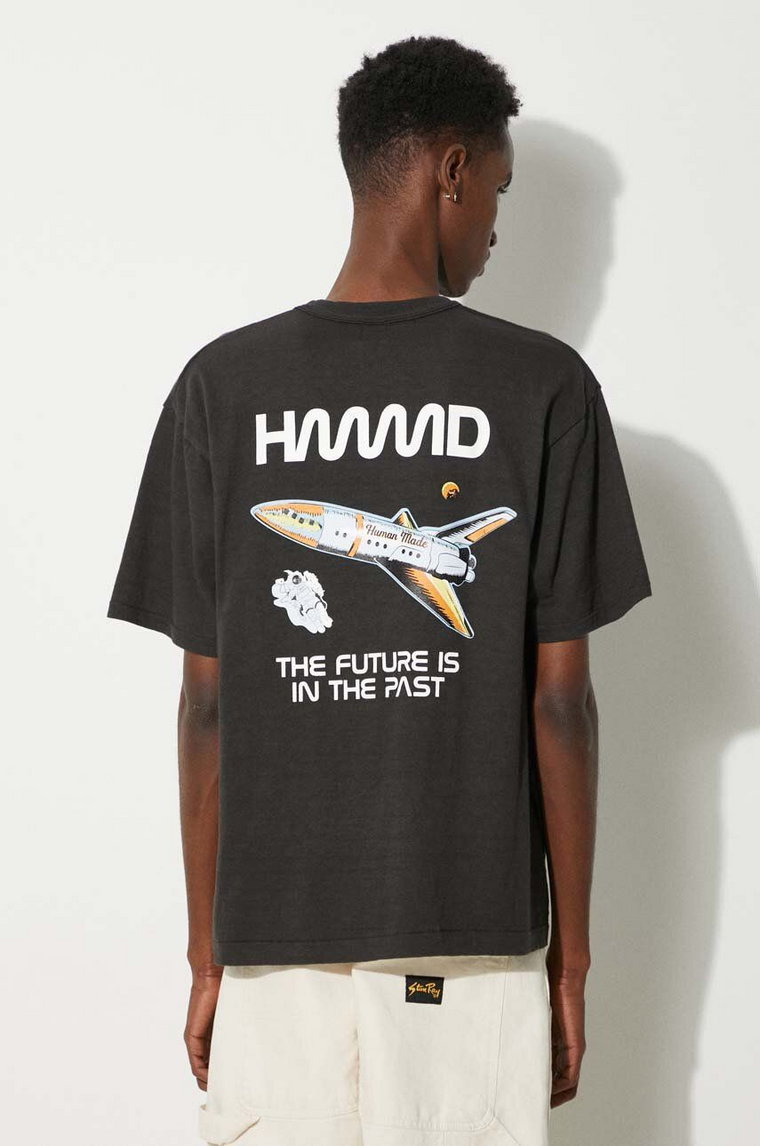 Human Made t-shirt bawełniany Graphic męski kolor czarny z nadrukiem HM27TE011