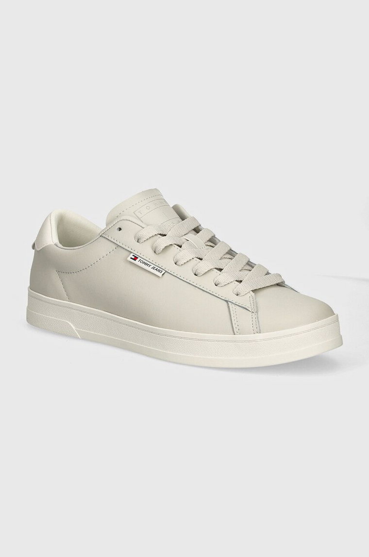 Tommy Jeans sneakersy skórzane TJM LEATHER LOW CUPSOLE kolor szary EM0EM01374