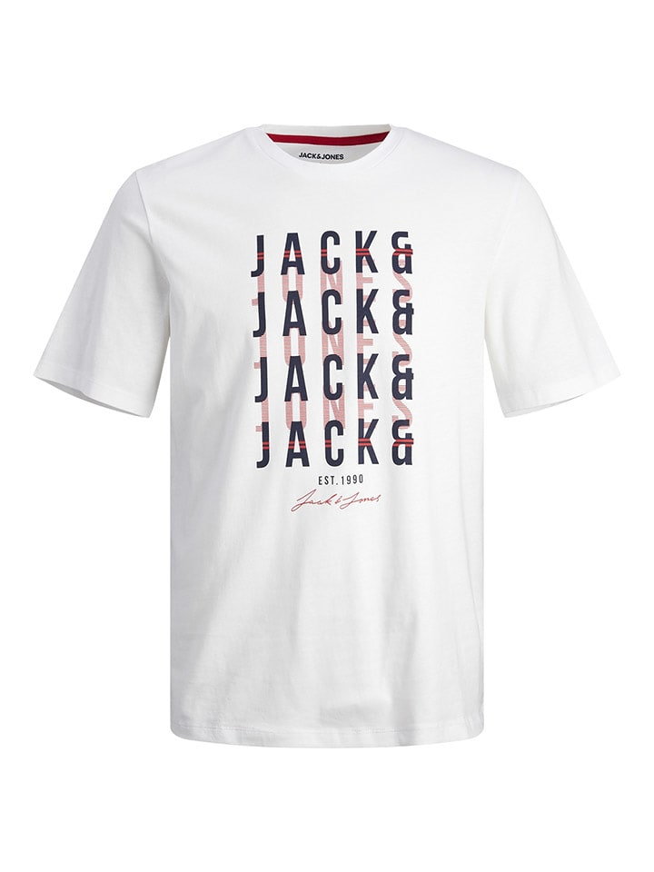 Jack & Jones Koszulka "Delvin" w kolorze biaÅym