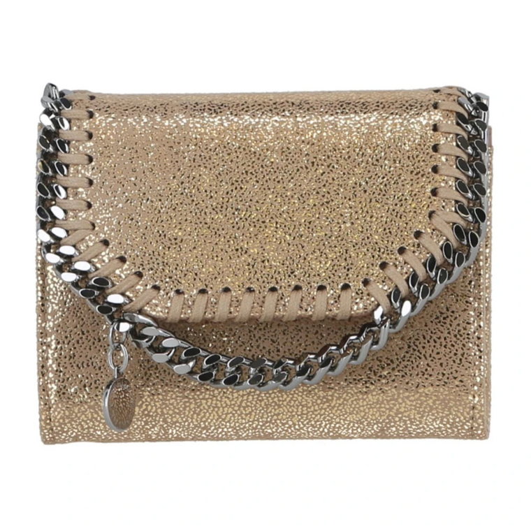 Metaliczny Złoty Portfel Falabella Mini Stella McCartney