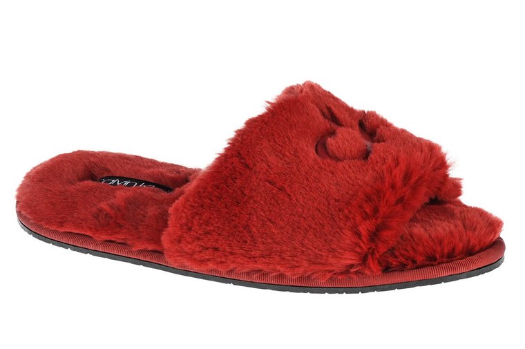 Calvin Klein Slipper Sandal Fur HW0HW00634-XB8, damskie kapcie bordowe