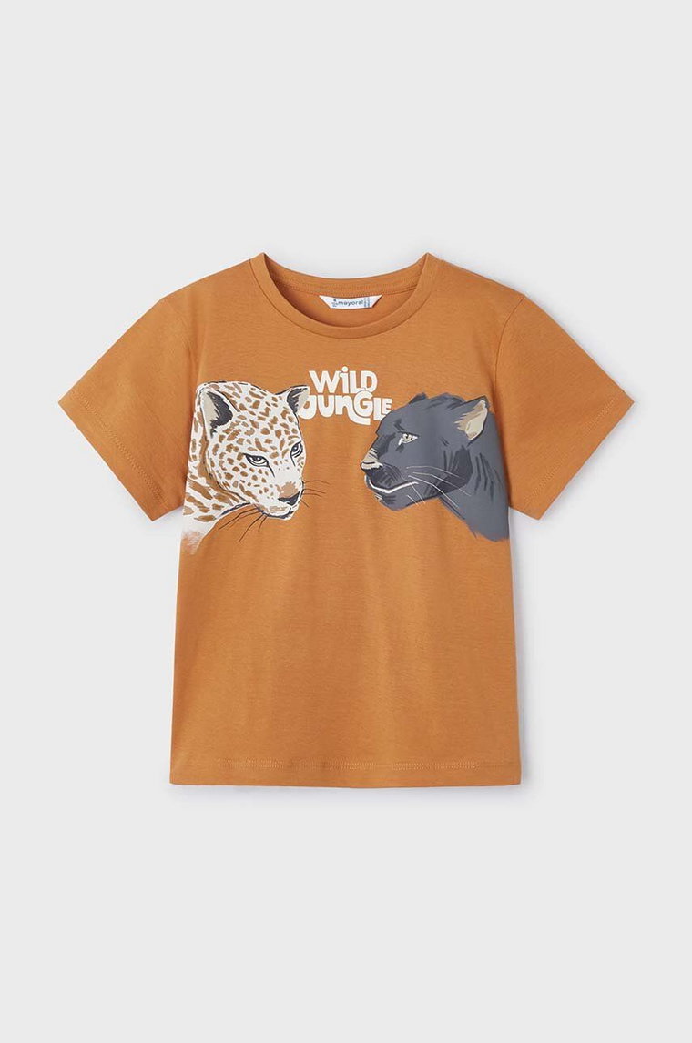 Mayoral t-shirt bawełniany dziecięcy kolor pomarańczowy z nadrukiem