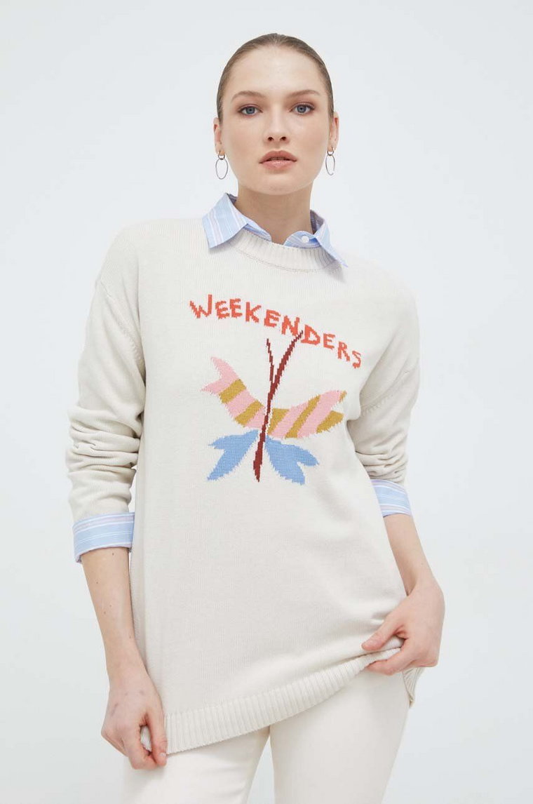 Weekend Max Mara sweter damski kolor beżowy lekki 2415361221600