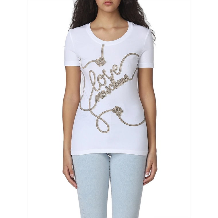 Białe koszulki i Polosy z Logo Applique Love Moschino