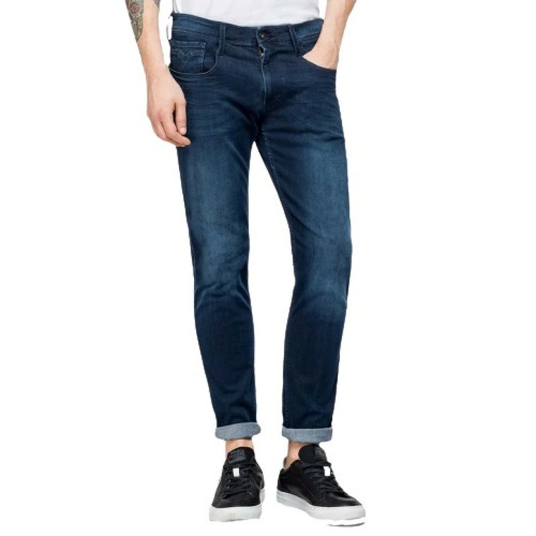 Ciemnoniebieskie Hyperflex Slim Fit Jeans Replay