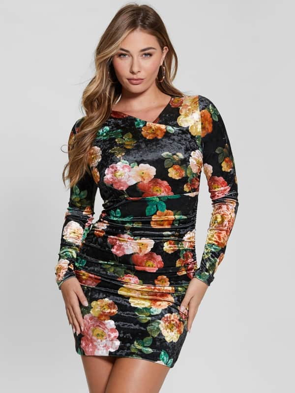 Aksamitna Mini Sukienka Fason Bodycon