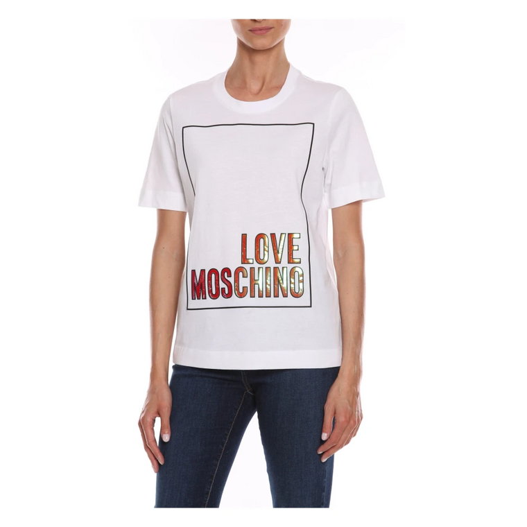 Bawełniana koszulka z wytłoczonym logo Love Moschino