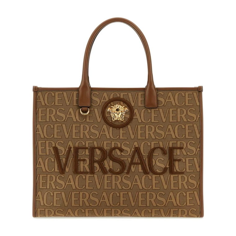 Duża haftowana torba na zakupy z nadrukiem Allover Versace