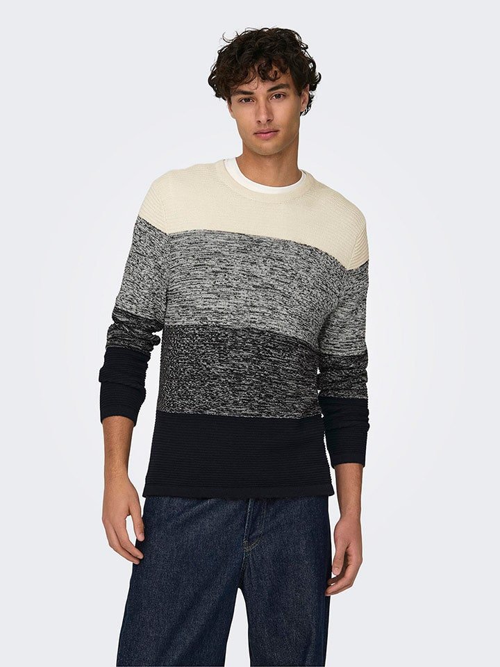 ONLY & SONS Sweter "Hugo" w kolorze antracytowo-kremowym