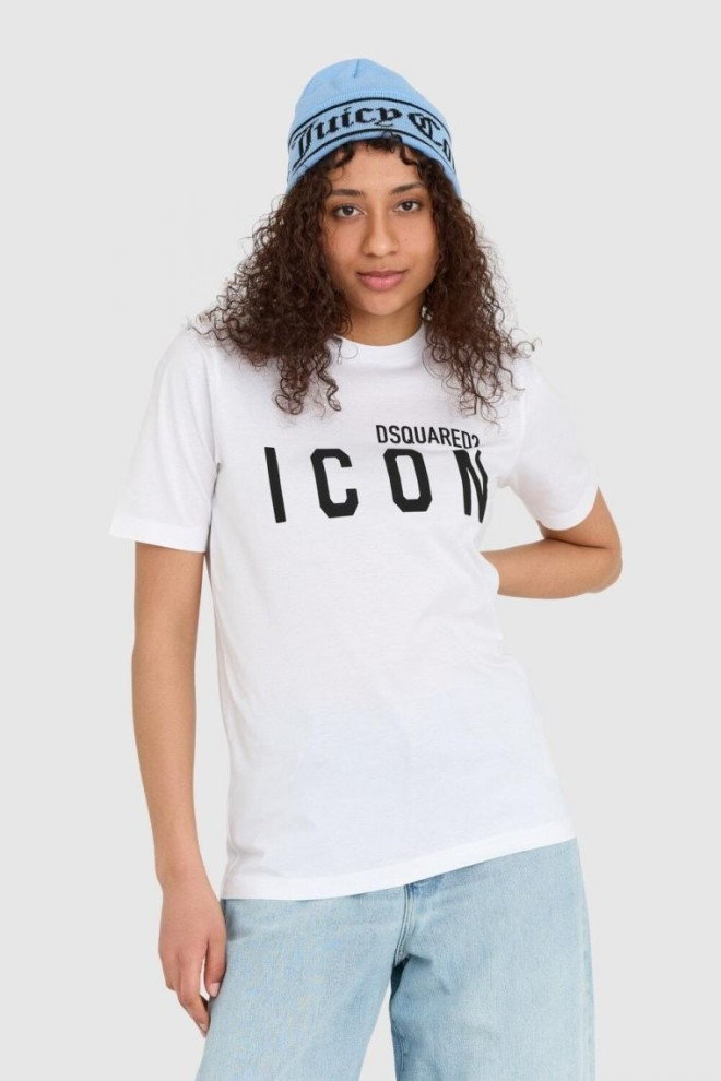 DSQUARED2 Biały t-shirt damski z logo icon