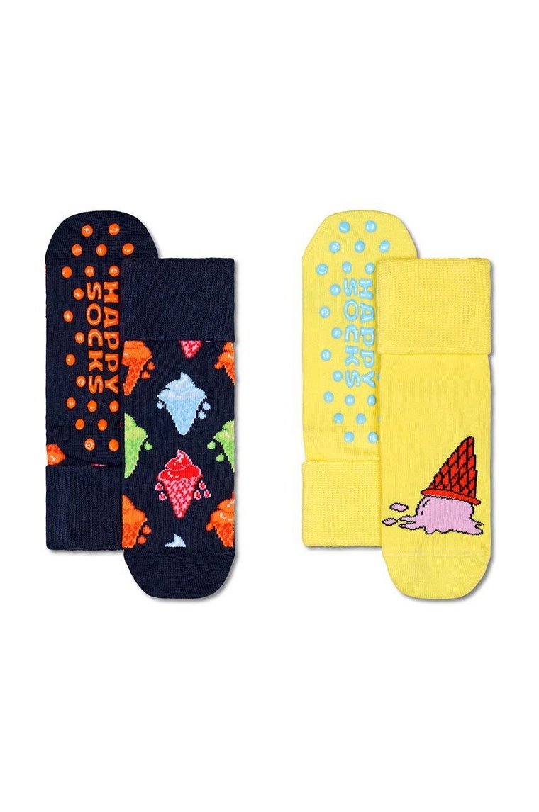 Happy Socks skarpetki dziecięce Kids Ice Cream Anti-Slip Socks 2-pack kolor czarny