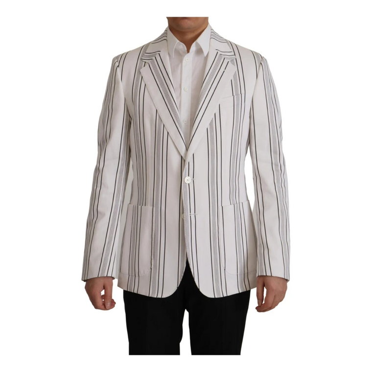 White Stripes Cotton Single Breasted Marynarka Dolce & Gabbana