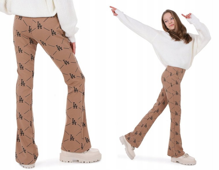 Legginsy FLARE z nadrukiem LA, dzwony, produkt polski - 134 / KROPEK