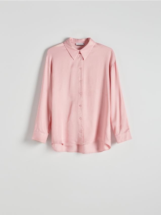 Reserved - Koszula z wiskozy - pastelowy róż