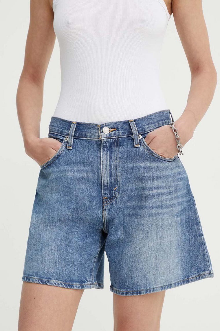 Levi's szorty jeansowe HIGH BAGGY SHORT damskie kolor niebieski gładkie high waist A9311