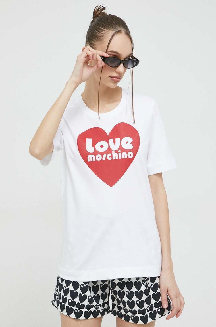 Love Moschino t-shirt bawełniany kolor biały