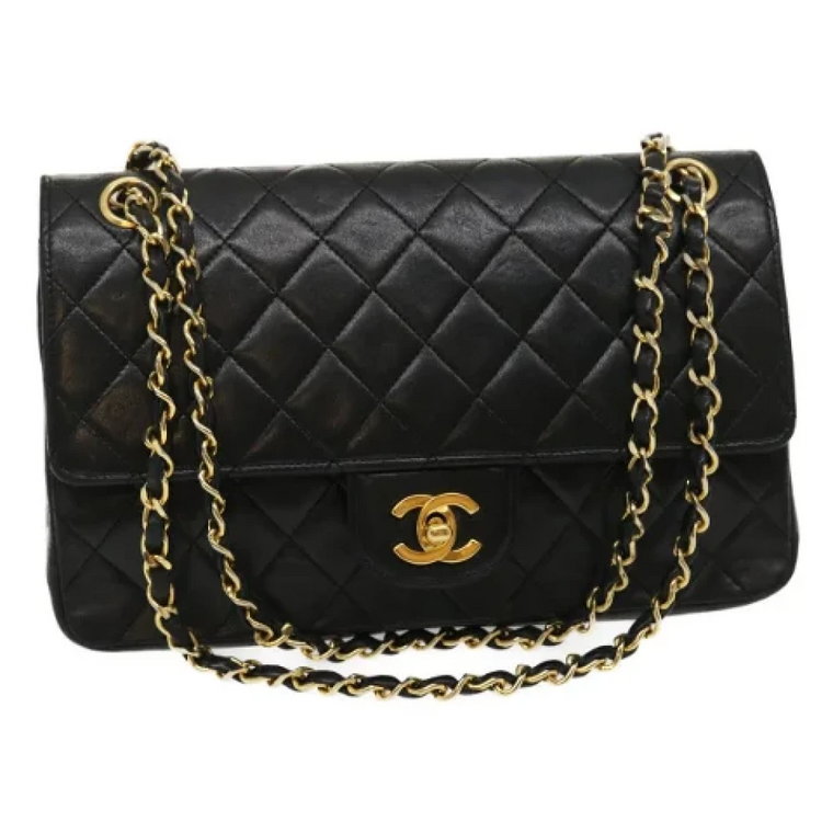 Używana Czarna Skórzana Torba Chanel Flap Chanel Vintage