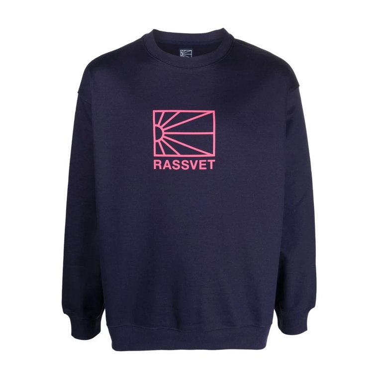 Niebieski Sweter z Nadrukiem Logo Rassvet