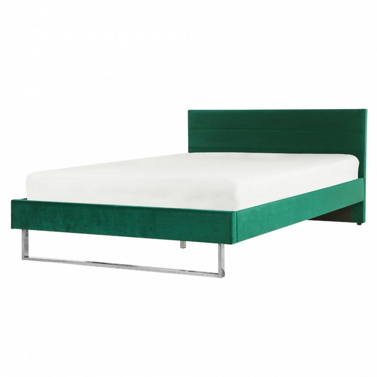 Łóżko welurowe 160 x 200 cm zielone BELLOU kod: 4251682246033