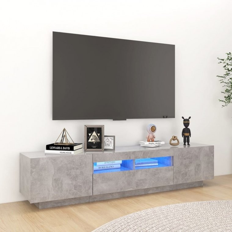 Szafka tv z oświetleniem led, szarość betonu, 180x35x40 cm kod: V-3081901