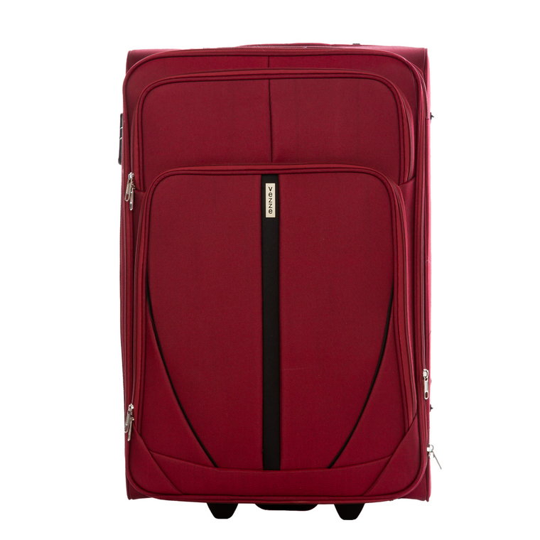 Elegancka walizka podróżna materiałowa mała BORDOWA