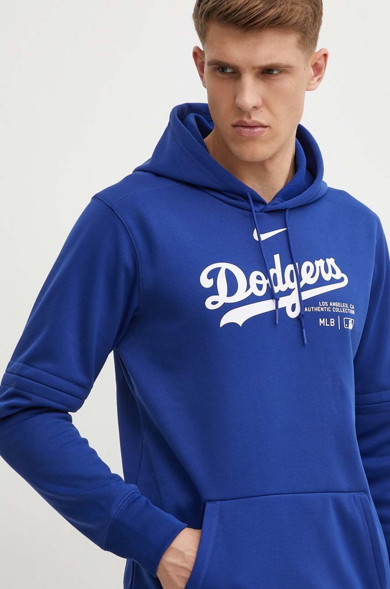Nike bluza Los Angeles Dodgers męska kolor fioletowy z kapturem z nadrukiem