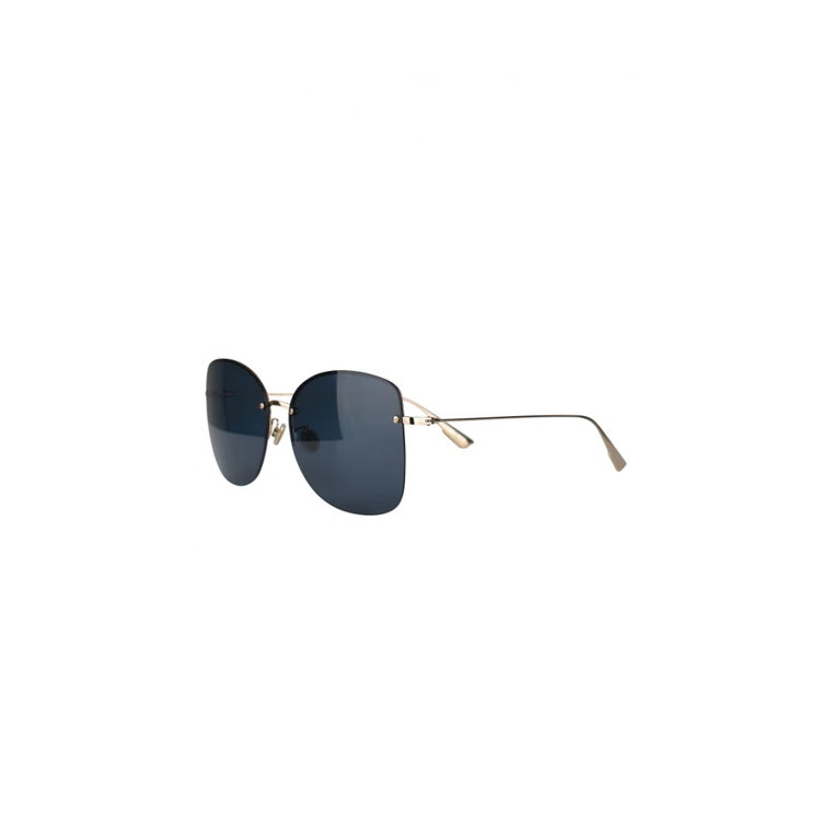Złoty metalowy stelaż niebieskie soczewki okulary przeciwsłoneczne Dior