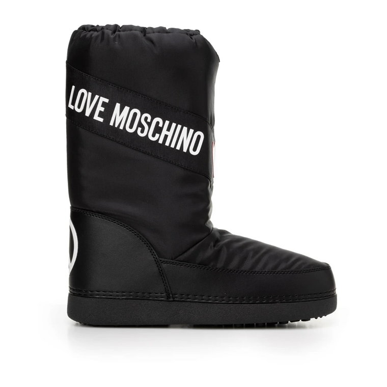 Czarne Pinafore Metalowe Buty Love Moschino