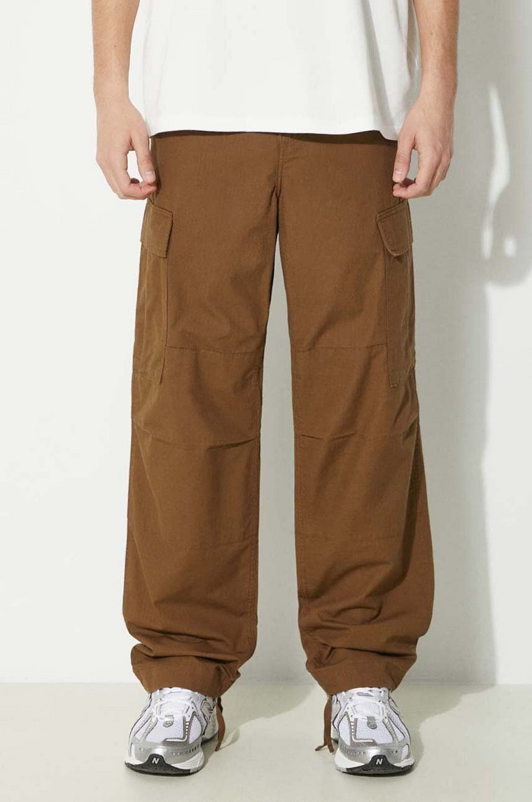 Carhartt WIP spodnie bawełniane Regular Cargo Pant kolor brązowy proste I032467.1ZD02